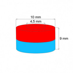 Magnes neodymowy – pierścień śr.10x śr.4,5x9 N 80 °C, VMM4-N30