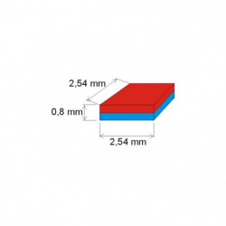 Magnes neodymowy – prostopadłościan 2,54x2,54x0,8 E 150 °C, VMM6SH-N40SH