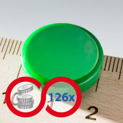 Silny okrągły kolorowy magnes śr.20x5 – zielony - zestaw 126 szt