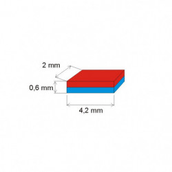 Magnes neodymowy – prostopadłościan 4,2x2x0,6 N 150 °C, VMM8SH-N45SH