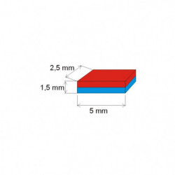 Magnes neodymowy – prostopadłościan 5x2,5x1,5 N 120 °C, VMM65H-N44H