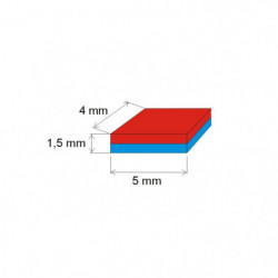 Magnes neodymowy – prostopadłościan 5x4x1,5 N 80 °C, VMM8-N45