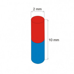Magnes neodymowy – walec śr.2x10 Z 80 °C, VMM4-N35