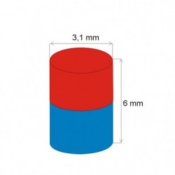 Magnes neodymowy – walec śr.3,1x6 N 80 °C, VMM4-N30